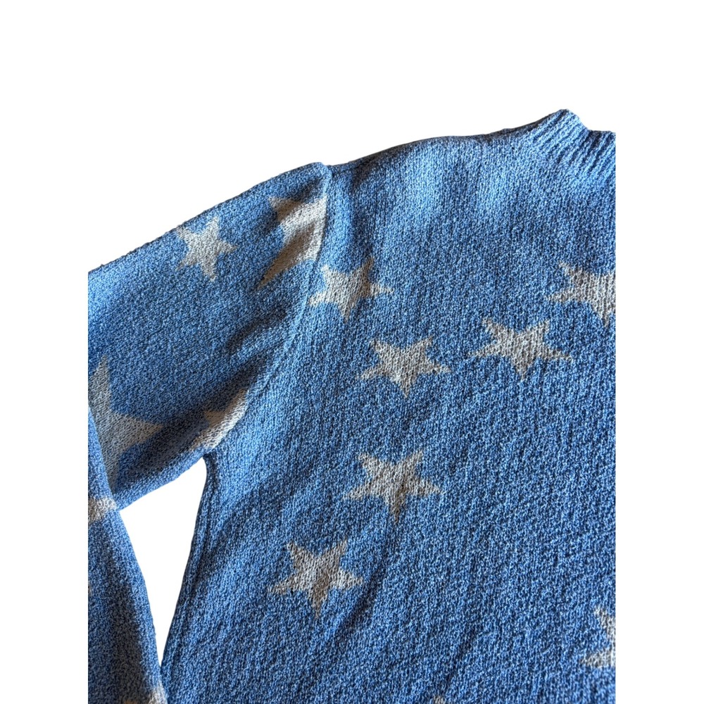 Easel Blue Star‎ Print Knit Sweater Womens Small NWT Crewneck Pullover - Picture 4 of 5